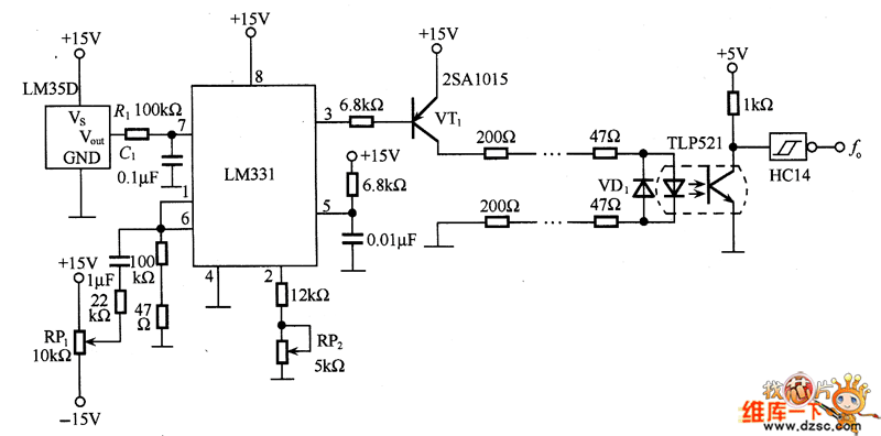 電平的輸出頻率信號的電路圖
